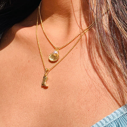 18K Gold Cowboy Boot Charm Necklace