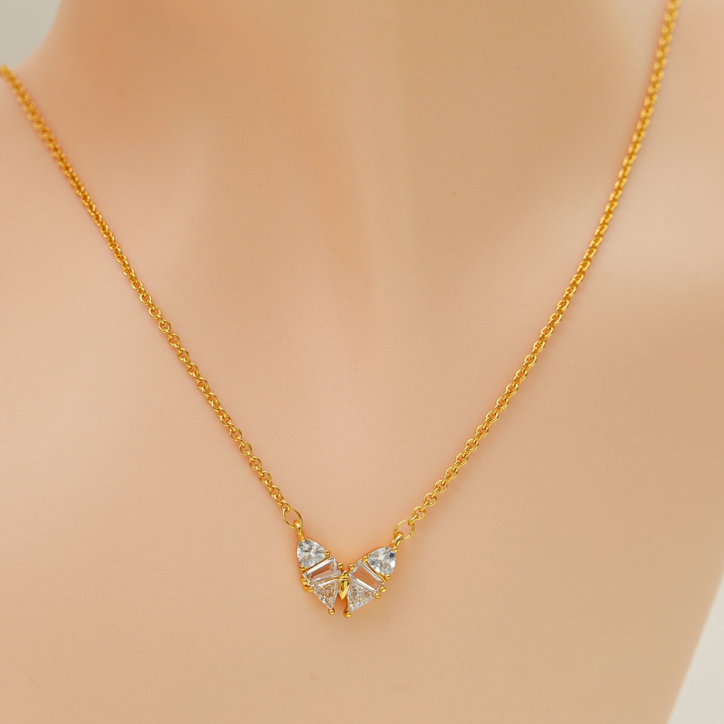 18K Gold Gem Butterfly Necklace