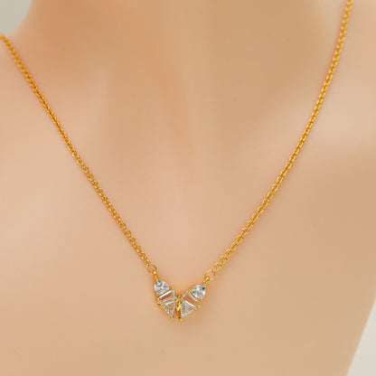 18K Gold Gem Butterfly Necklace