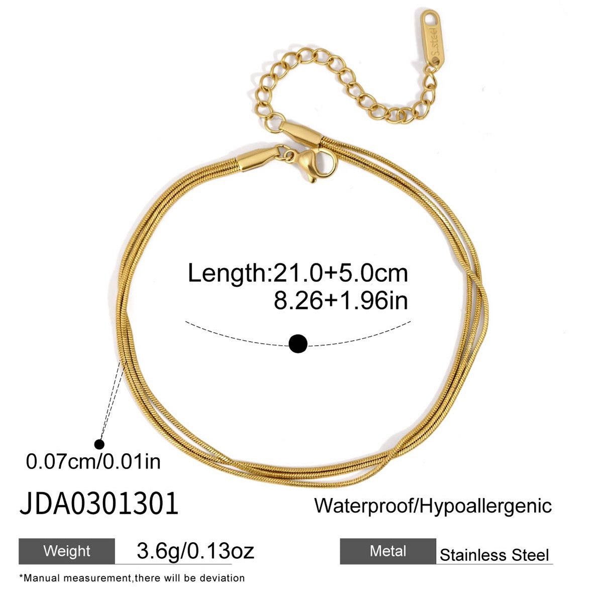18K Gold Minimalist Rope Chain Dainty Anklet