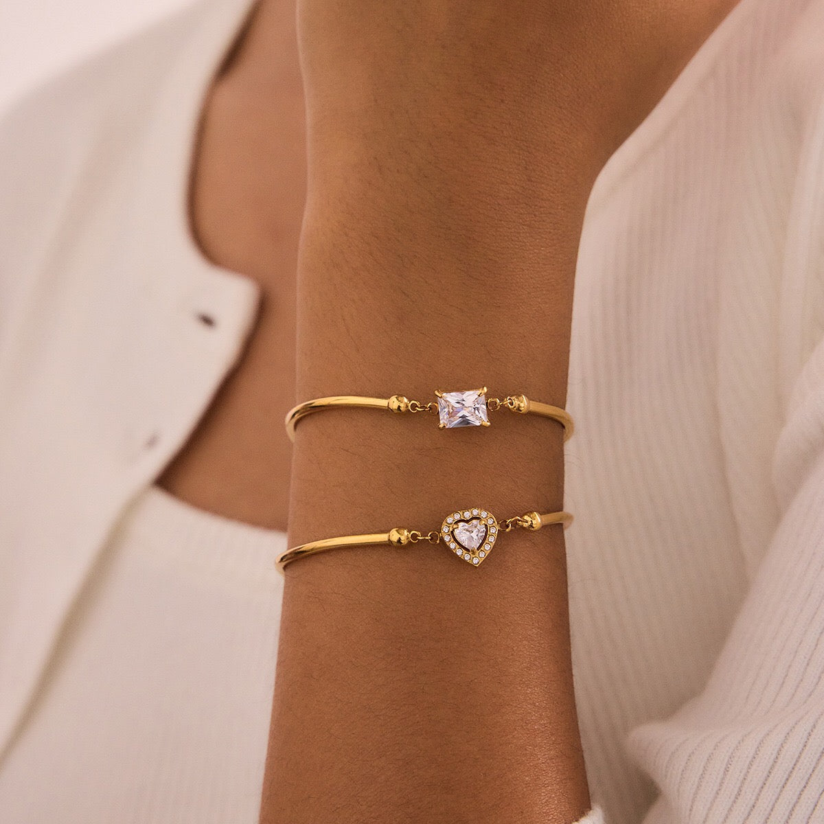 18K Gold Love Me Loud Heart Statement Chain Bracelet