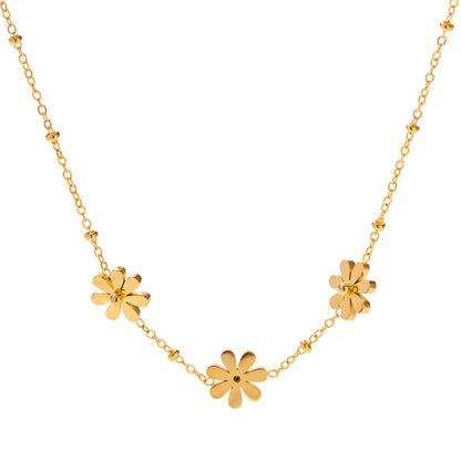 18K Gold Daisy Blossom Flower Chain Necklace