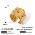 18K Gold Hammered Texture Statement Band Ring