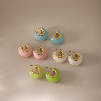 18K Gold Summer Gelato Chunky Hoop Huggie Earrings
