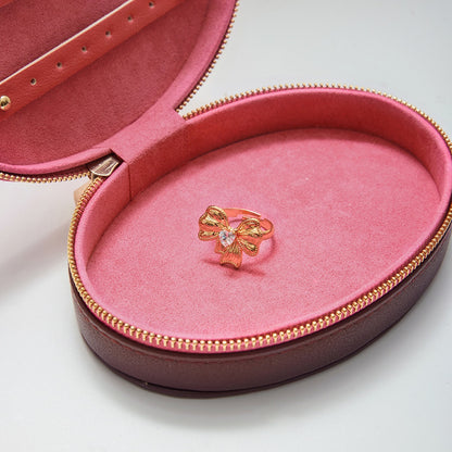 18K Gold Ribboned Elegance Bow Heart Statement Ring