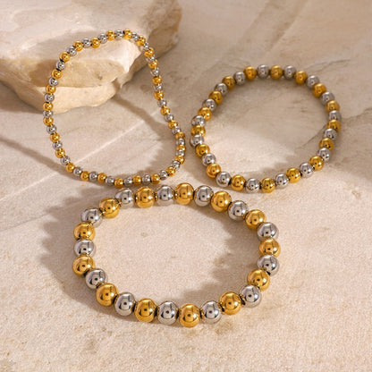 18K Gold and Silver Two Tone Essential Beaded Bracelet