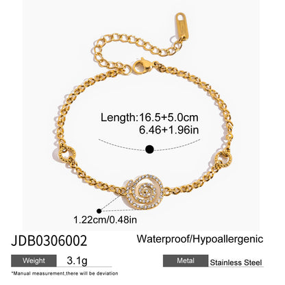 18K Gold Shimmering Dainty Flower Bow Bracelet Stack