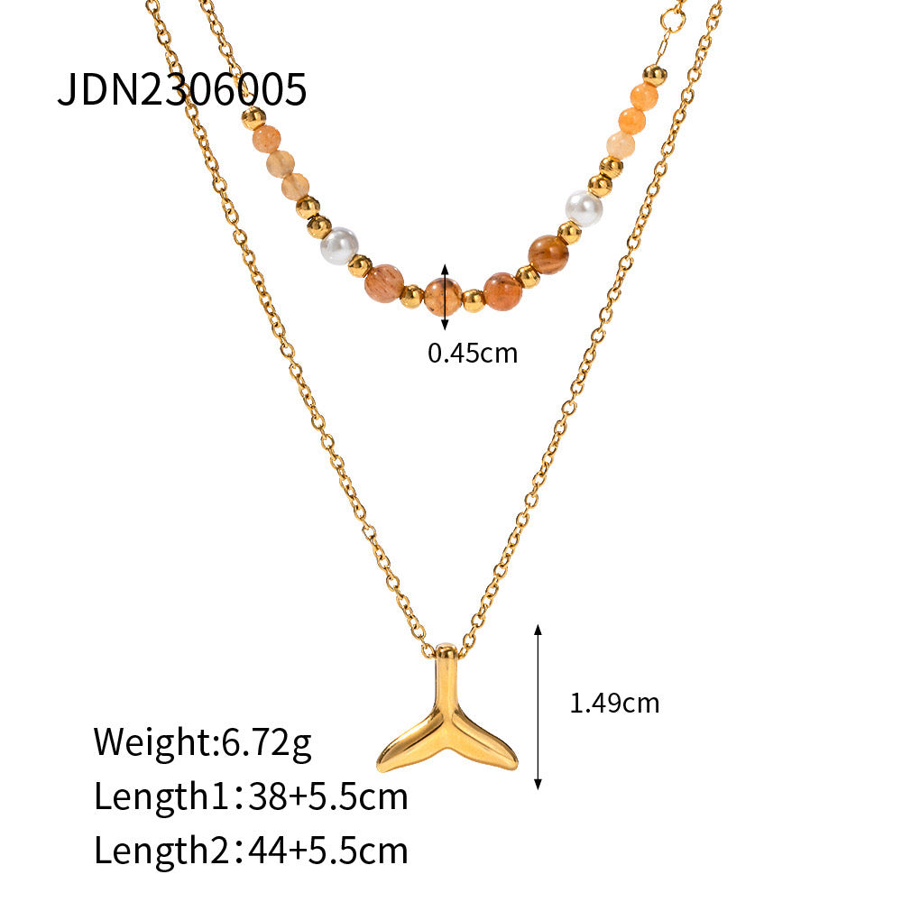 18K Gold Whale Tail Layered Necklace