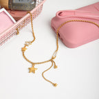 18K Gold Stars Shine Bright Beaded Chain Layered Necklace Set