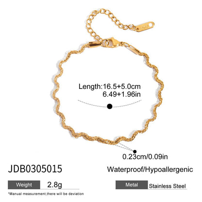 18K Gold Heart Chain Trendy Everyday Bracelet Stack