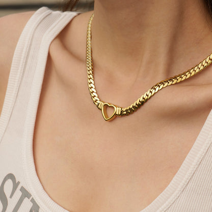 14K Gold Cuban Link Heart Necklace