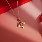 18K Gold Sinfully Yours Heart Cross Pearl Charm Necklace
