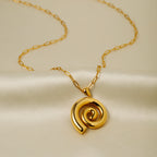18K Gold Ocean Swirl Pendant Necklace