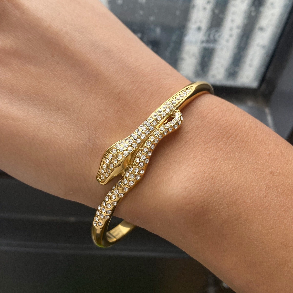 18K Gold Serpent Seduction Statement Bangle Bracelet Stack