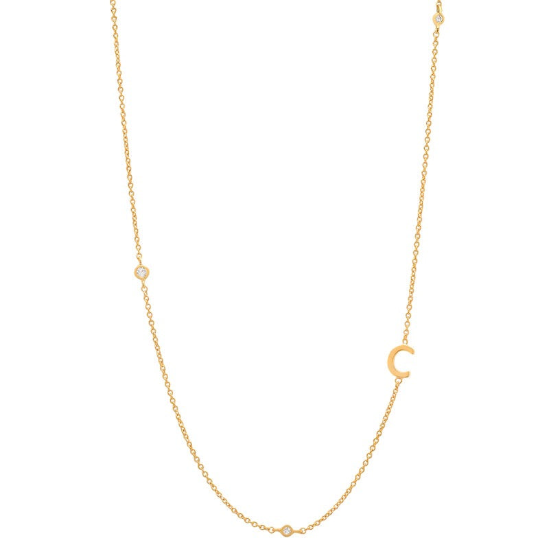 18K Gold Minimalist Starry Initial Choker Necklace