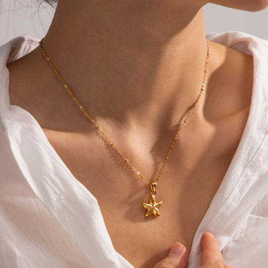 18K Gold Starfish Pendant Necklace