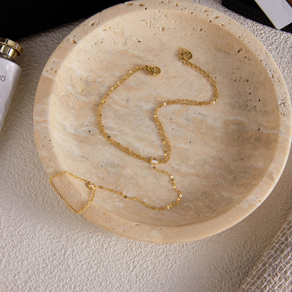 18K Gold Waterproof Glimmer Dainty Hand Chain Bracelet Stack