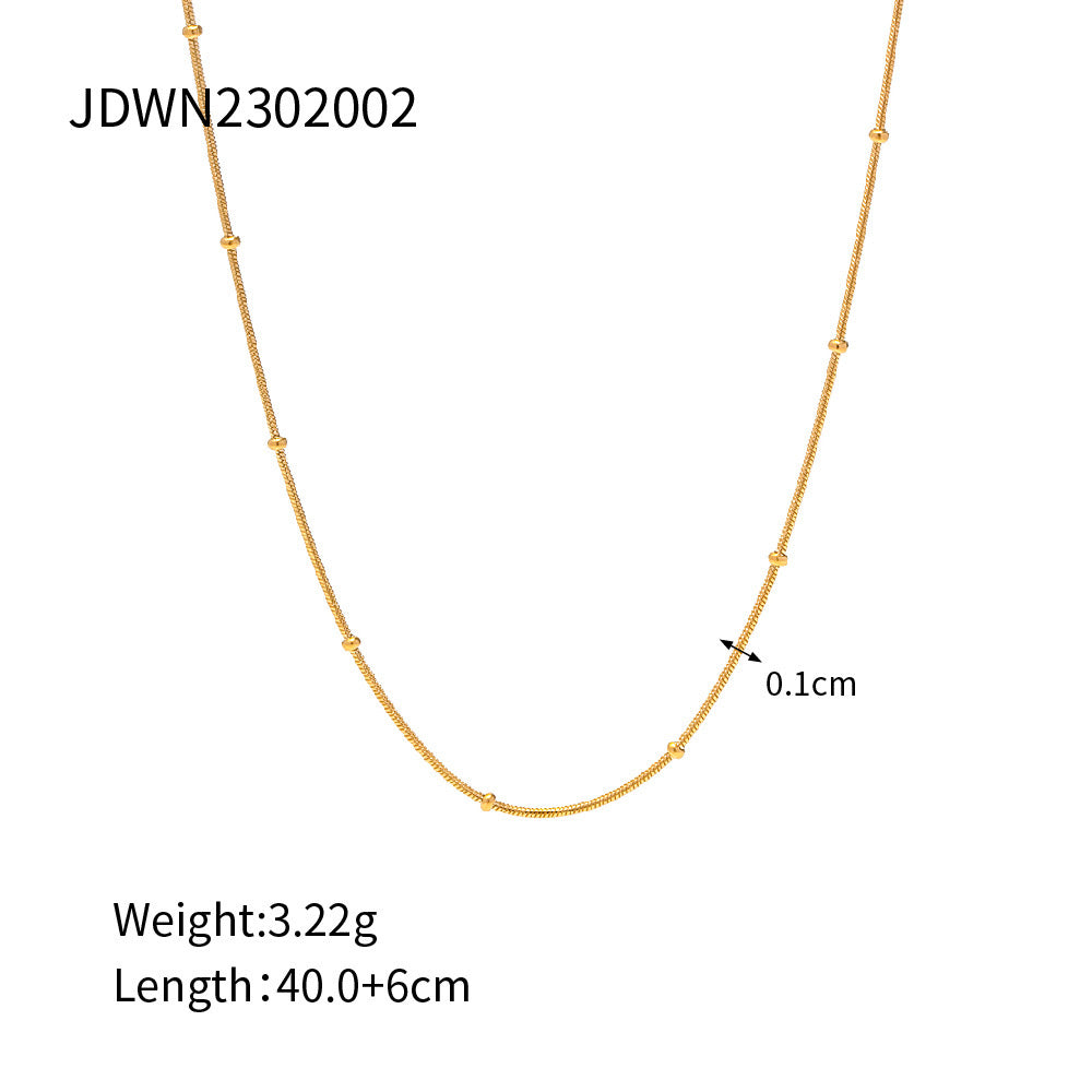 18K Gold Delicate Beaded Chain Choker Necklace
