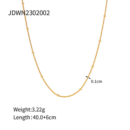 18K Gold Delicate Beaded Chain Choker Necklace