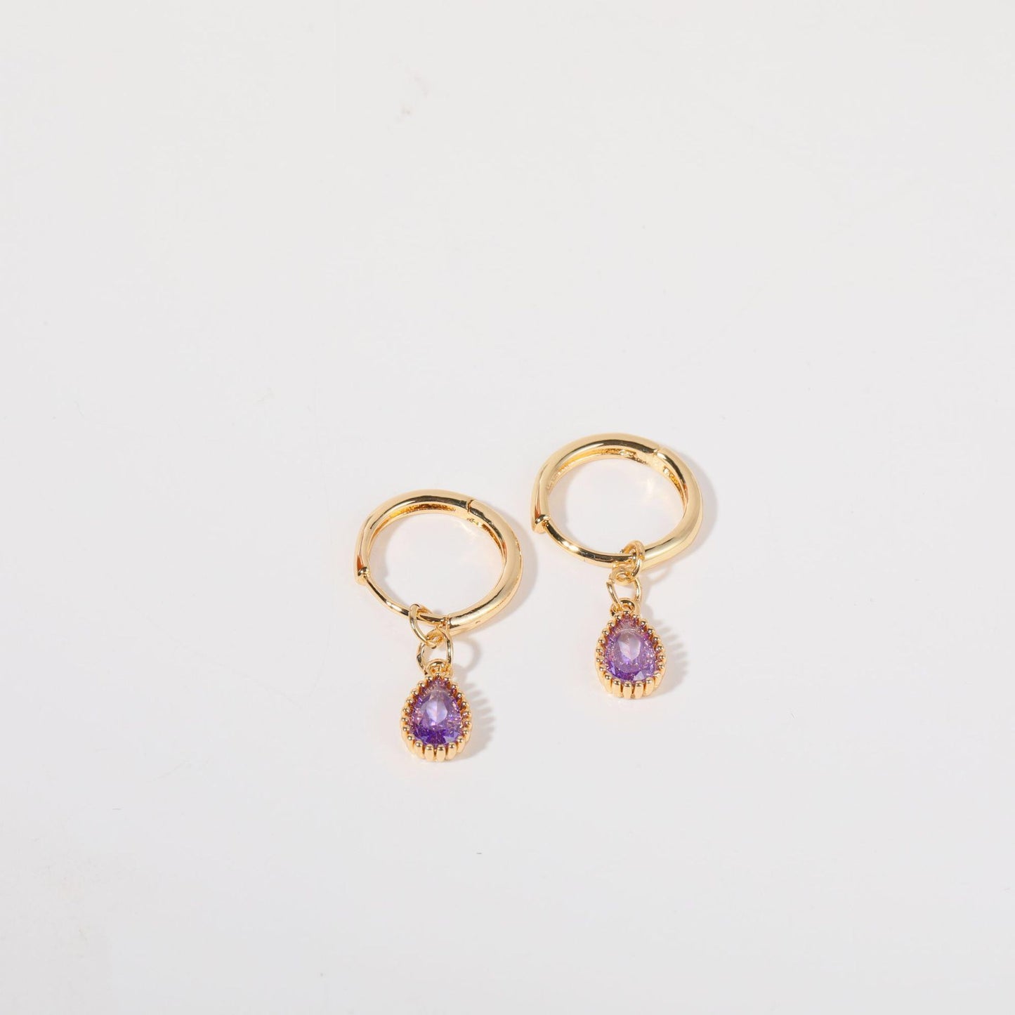 14K Gold Chic Birthstone Huggie Earrings