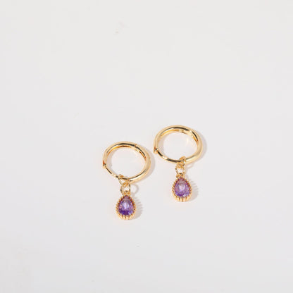 14K Gold Chic Birthstone Huggie Earrings