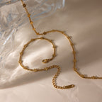 18K Gold Petal Tease Dainty Flower Chain Necklace Jewelry Set