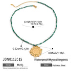 18K Gold Summer Color Beaded Chain Pendant Statement Necklace