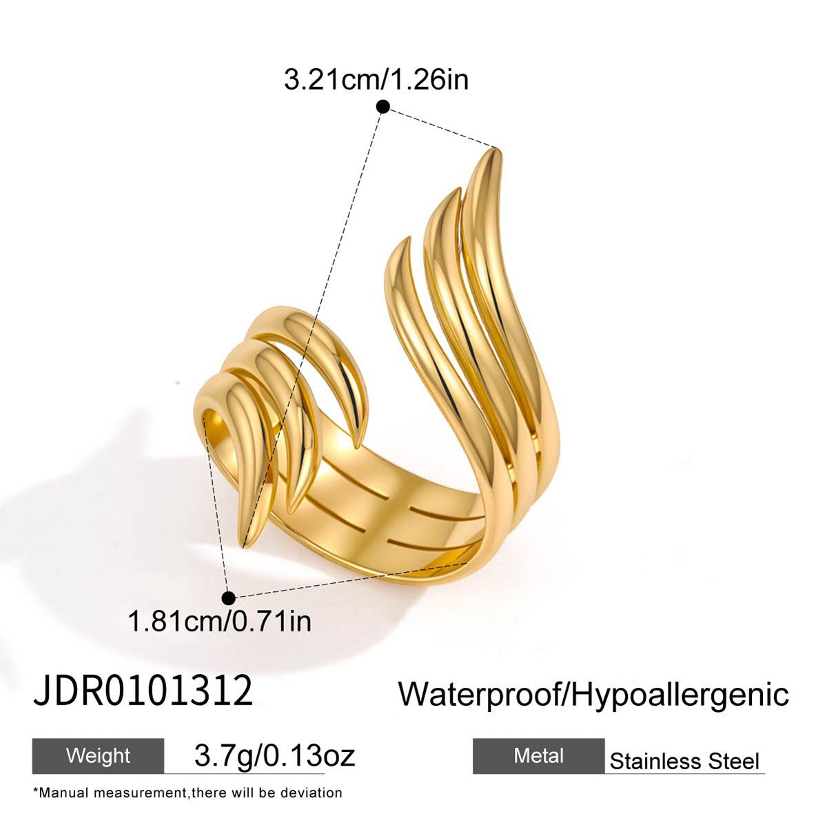 18K Gold Linear Muse Geometric Statement Ring