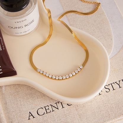 18K Gold Guardian Elephant Pendant Herringbone Snake Chain Layered Necklace Set