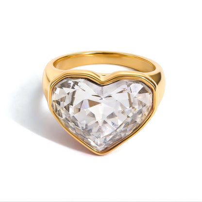 18K Gold Glam Romance Pink Heart Statement Ring