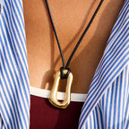 18K Gold Geometric Bubble Pendant Statement Necklace