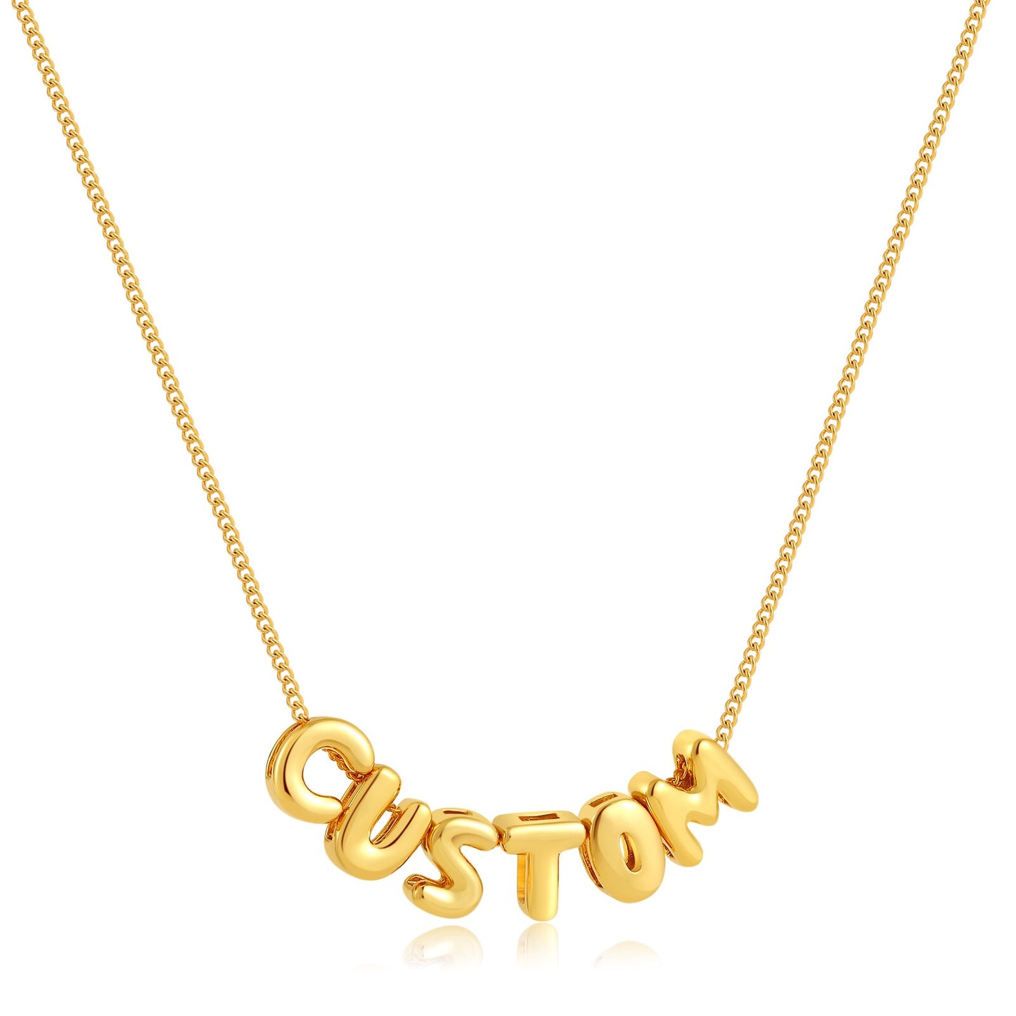 18K Gold and Silver Icon Bubble Letter Initial Custom Name Necklace