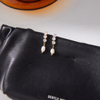 18K Gold Eternal Grace Tennis Pearl Stud Dangle Earrings