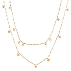 18K Gold Star Sprinkled Double Chain Dainty Layered Necklace Set
