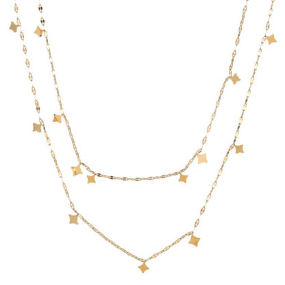 18K Gold Star Sprinkled Double Chain Dainty Layered Necklace Set