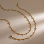18K Gold Petal Tease Dainty Flower Chain Necklace Jewelry Set