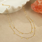 18K Gold Star Sprinkled Double Chain Dainty Layered Necklace Set