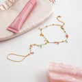 18K Gold Waterproof Pastel Color Beads Dainty Hand Chain Bracelet