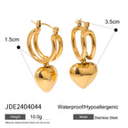 18K Gold Heartbreaker Sliding Heart Dangle Hoop Earrings