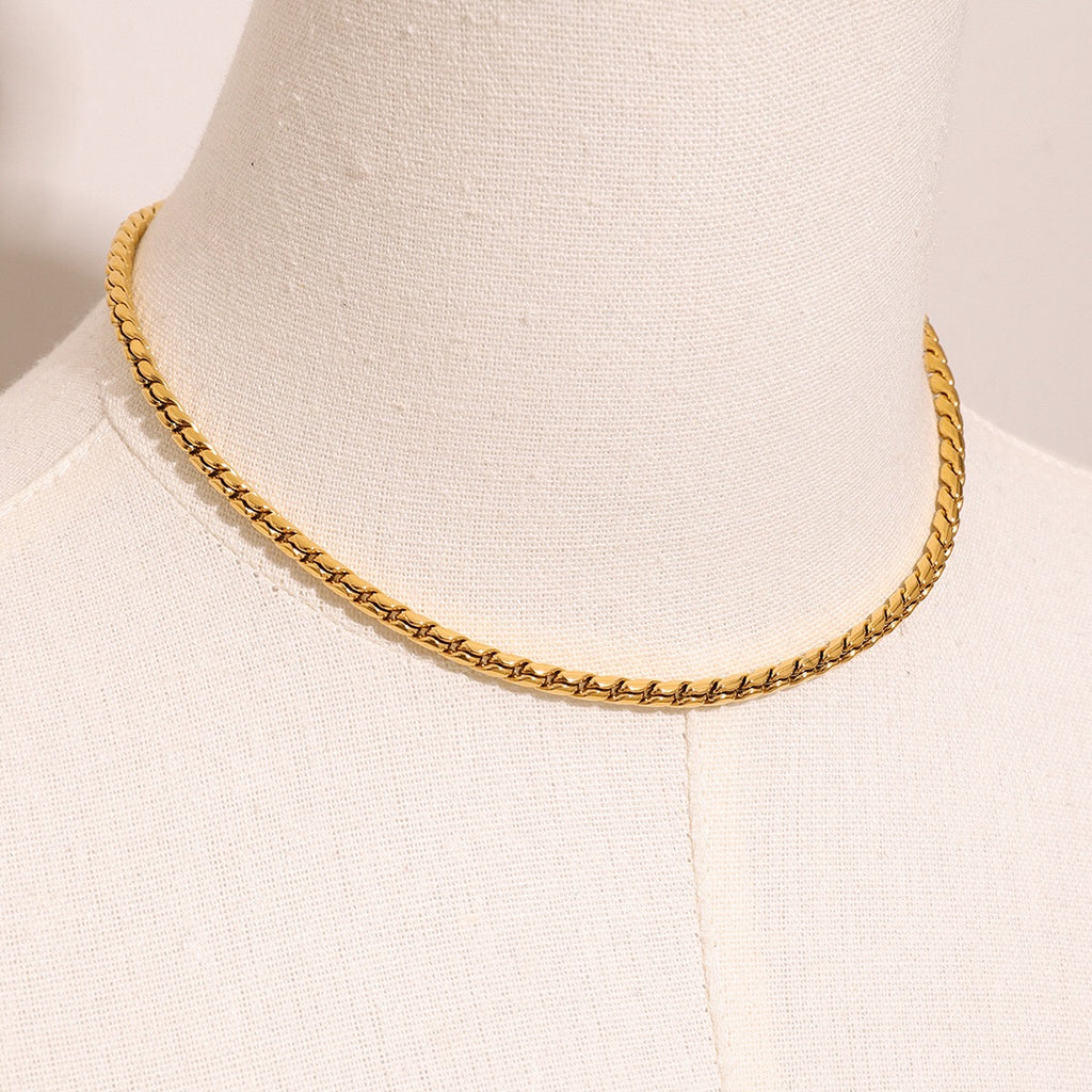 18K Gold Snake Chain Rope Choker Necklace