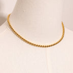 18K Gold Snake Chain Rope Choker Necklace
