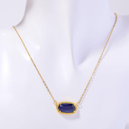 18K Gold Trendy Birthstone Pendant Necklace