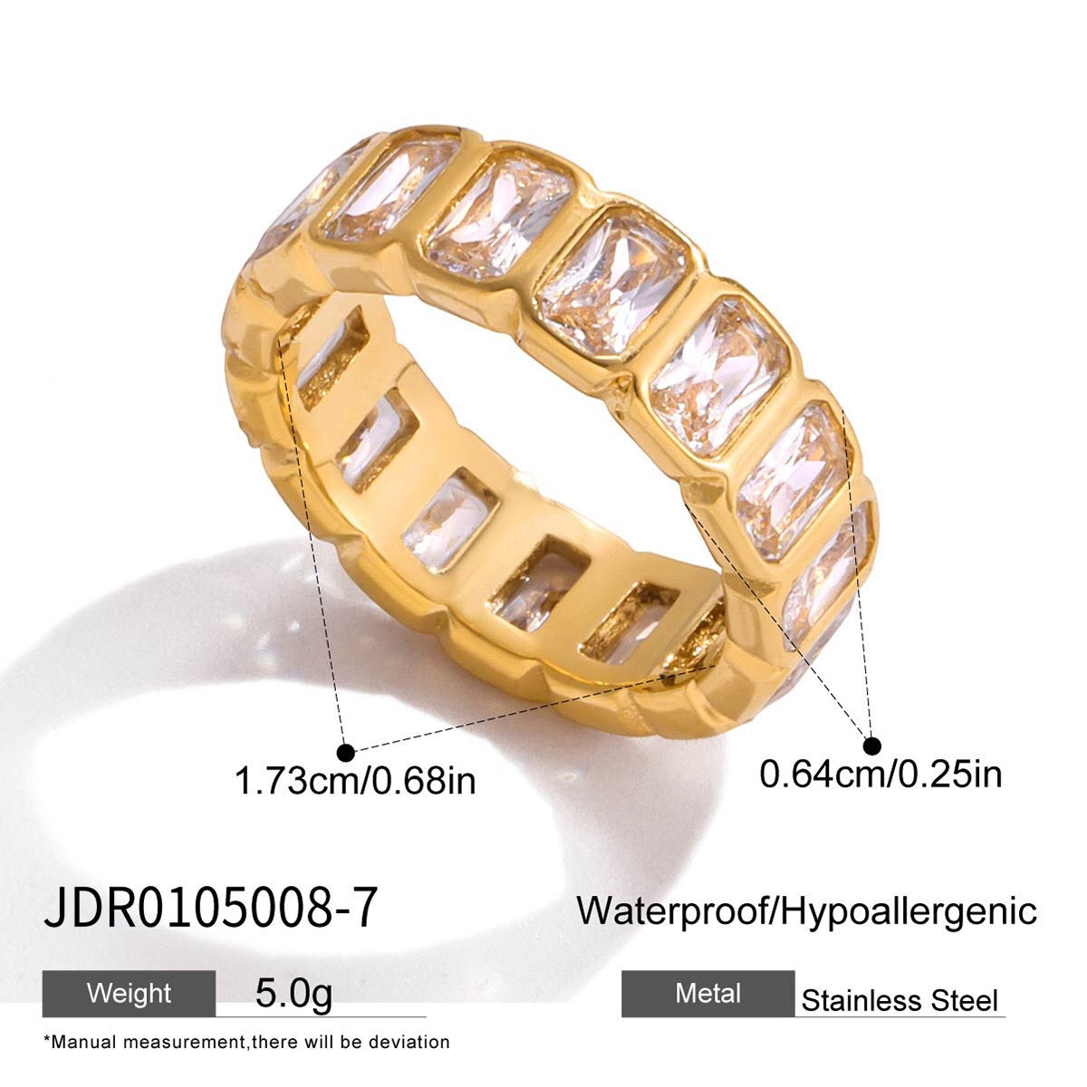 18K Gold Aura Color Gem Eternity Tennis Ring