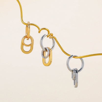 18K Gold and Silver Two Tone Trinity Small Hoop Dangle Huggie Earrings