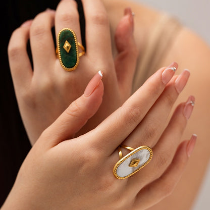 18K Gold Vintage Inspired Gemstone Statement Ring