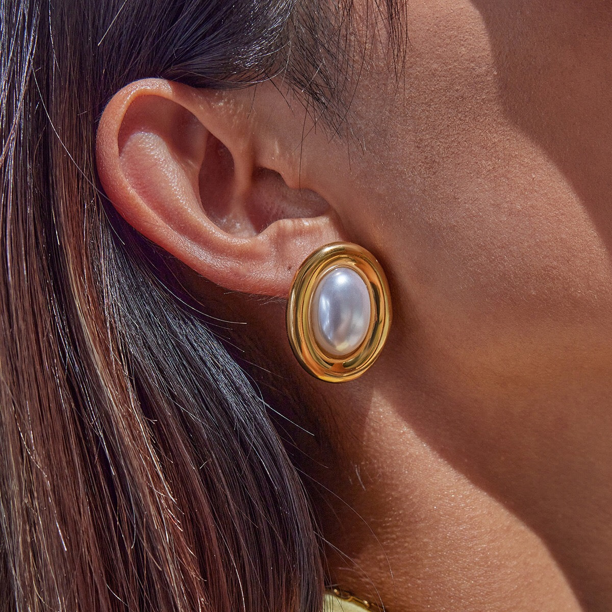 18K Gold Couture Pearl Statement Stud Earrings