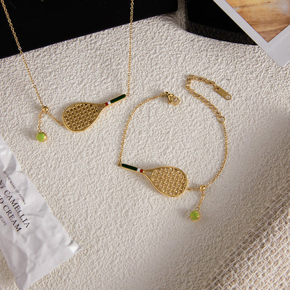 18K Gold Tennis Player Pendant Necklace