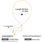 18K Gold Allure Teardrop Adjustable Lariat Chain Necklace