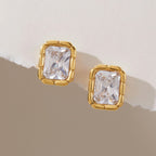 18K Gold The Heiress Radiant Bezel Stud Earrings