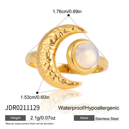 18K Gold Celestial Affair Sun and Moon Opal Statement Ring